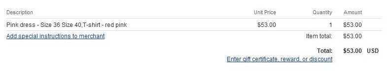 The PayPal transaction page